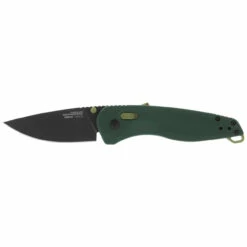 SOG Aegis AT 3.13in Black Drop Point Green GRN Handle Assisted Folding Knife (11-41-04-41)