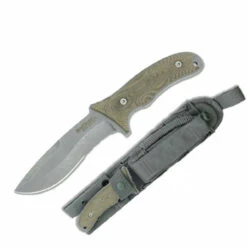BOKER KNIVES Plus Orca Gen 2 Pro 5.1in Stonewash Drop Point Green Micarta Handle Fixed Blade Knife (02BO015)