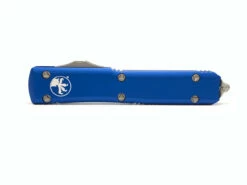 MICROTECH Ultratech 3.4in Stonewash Drop Point Blue Aluminum Handle Automatic Out-The-Front Knife (121-10BL) -THE BLADE BAR Sales 121 10BL4 17704.1614281943