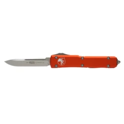 MICROTECH Ultratech 3.4in Stonewash Drop Point Orange Aluminum Handle Automatic Out-The-Front Knife (121-10OR)