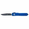 MICROTECH Ultratech 3.4in Black Drop Point Blue Aluminum Handle Automatic Out-The-Front Knife (121-1BL)