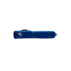 MICROTECH Ultratech 3.4in Satin Drop Point Blue Aluminum Handle Automatic Out-The-Front Knife (121-4BL) -THE BLADE BAR Sales 121 4 BL 3 51428.1664292597