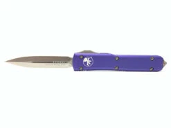 MICROTECH Ultratech 3.4in Stonewash Dagger Purple Aluminum Handle Automatic Out-The-Front Knife (122-10PU)
