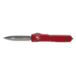 MICROTECH Ultratech 3.4in Stonewash Dagger Red Aluminum Handle Automatic Out-The-Front Knife (122-10RD)