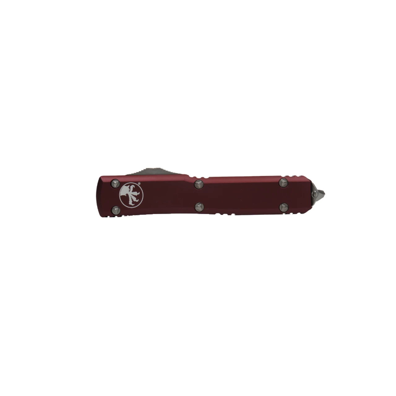 MICROTECH Ultratech 3.4in Satin Dagger Merlot Aluminum Handle Automatic Out-The-Front Knife (122-4MR) 5 MICROTECH Ultratech 3.4in Satin Dagger Merlot Aluminum Handle Automatic Out-The-Front Knife (122-4MR) - Image 3