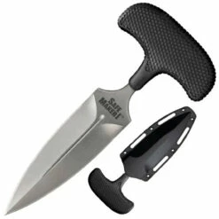 COLD STEEL Safe Maker I 4.5in Stonewash Dagger Black Kray-Ex Polymer Handle Fixed Blade Knife (12DBST)