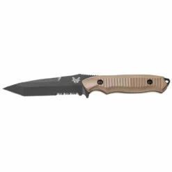 BENCHMADE Nimravus Black Tanto Half Serrated Blade Tan Aluminum Fixed Blade Knife (141SBKSN)