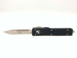 MICROTECH UTX-70 2.41in Satin Drop Point Black Aluminum Handle Automatic Out-The-Front Knife (841768110132)