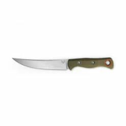 BENCHMADE Meatcrafter 6.1in Stonewash Trailing Point OD Green G-10 Handle Fixed Blade Knife With Boltaron Sheath (15500-3)