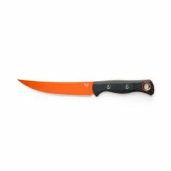 BENCHMADE Meatcrafter 6.08in Orange Cerakote Trailing Point Black Carbon Fiber Handle Fixed Blade Knife With Boltaron Sheath (15500OR-2)