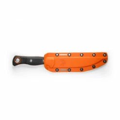 BENCHMADE Meatcrafter 6.08in Orange Cerakote Trailing Point Black Carbon Fiber Handle Fixed Blade Knife With Boltaron Sheath (15500OR-2) -THE BLADE BAR Sales 15500or 2 05 84666.1683813766