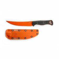 BENCHMADE Meatcrafter 6.08in Orange Cerakote Trailing Point Black Carbon Fiber Handle Fixed Blade Knife With Boltaron Sheath (15500OR-2) -THE BLADE BAR Sales 15500or 2 11 04041.1683813766
