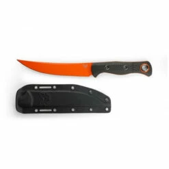 BENCHMADE Meatcrafter 6.08in Orange Cerakote Trailing Point Black Carbon Fiber Handle Fixed Blade Knife With Boltaron Sheath (15500OR-2) -THE BLADE BAR Sales 15500or 2 12 12561.1683813767