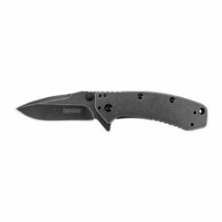KERSHAW Cryo Blackwash 2.75in Acid Wash Drop Point Black Stainless Steel Handle Assisted Folding Knife (1555BW)