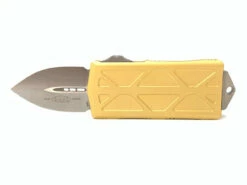 MICROTECH Exocet 1.98in Stonewash Dagger Champagne Gold Aluminum Handle Automatic Out-The-Front Knife (157-10CG)