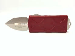 MICROTECH Exocet 1.98in Stonewash Dagger Merlot Red Aluminum Handle Automatic Out-The-Front Knife (157-10MR)