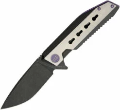 WE KNIFE 602 3.62in Black Stonewash Drop Point Two-Tone Titanium Handle Folding Knife (602C)