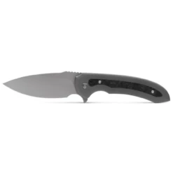 FERRUM FORGE Allurus 3.45in Stonewash Drop Point Grey And Black Titanium And Carbon Fiber Handle Manual Folding Knife (FFALMCF)