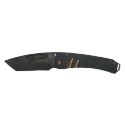 MKT Midi Marauder 3.63in Black Tanto Bronzed Scalloped Black Titanium Handle Manual Folding Knife (00099)