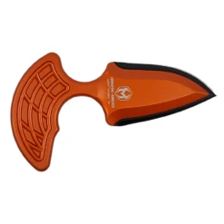 HERETIC KNIVES Sleight Modular Push Dagger 3.0in Stonewash Dagger Orange Aluminum Handle With Kydex Sheath Fixed Blade Knife (H050-6A-ORG)
