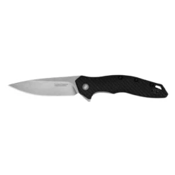 KERSHAW Shoreline 3.25in Stonewash Drop Point Black G-10 Handle Assisted Folding Knife (1845)