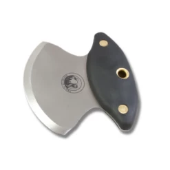 KNIVES OF ALASKA Magnum Ulu 3.4in Bead Blast Ulu Black Santoprene SureGrip Handle Fixed Blade Knife With Brown Leather Sheath (00122FG)