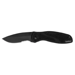 KERSHAW Blur 3.375in Black Partially Serrated Drop Point Black Aluminum Handle Assisted Folding Knife (1670BLKST)
