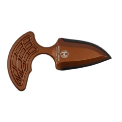 HERETIC KNIVES Sleight Modular Push Dagger 3.0in Stonewash Dagger Bronze Aluminum Handle With Kydex Sheath Fixed Blade Knife (H050-6A-BRZ)