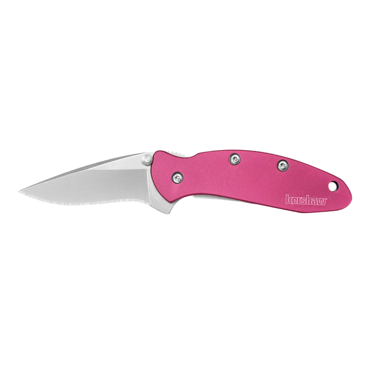 KERSHAW Chive 1.9in Bead Blast Drop Point Pink Aluminum Spring Assisted Folding Knife (1600PINK) 3 KERSHAW Chive 1.9in Bead Blast Drop Point Pink Aluminum Spring Assisted Folding Knife (1600PINK)