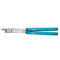 SQUID INDUSTRIES Mako V4.5 Stonewash With Teal Aluminum Handle Butterfly Training Bottle Opener (MAKOV45TEAL)