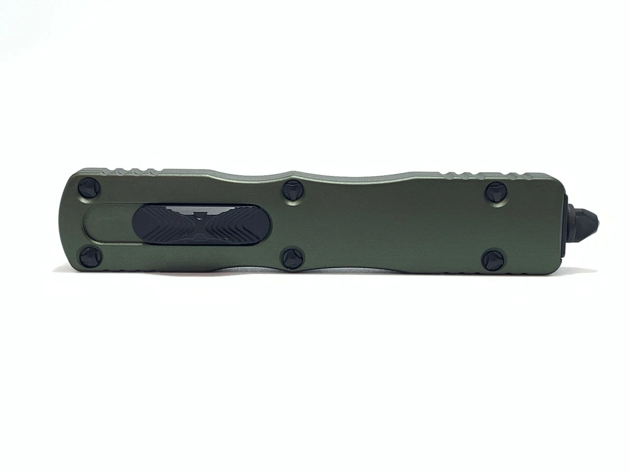 MICROTECH Dirac 2.9in Black Dagger OD Green Aluminum Handle Automatic Out-The-Front Knife (225-1OD) 5 MICROTECH Dirac 2.9in Black Dagger OD Green Aluminum Handle Automatic Out-The-Front Knife (225-1OD) - Image 3