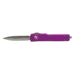 MICROTECH UTX-70 2.41in Stonewash Dagger Violet Aluminum Handle Automatic Out-The-Front Knife (147-10VI)