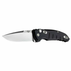 HOGUE A01 Microswitch 2.62in Stonewash Drop Point Black Aluminum Handle Automatic Folding Knife (24110)