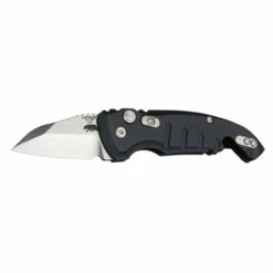 HOGUE A01 MicroSwitch 1.87in Stonewash Drop Point Black Aluminum Handle Automatic Folding Knife (24140)
