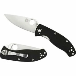 SPYDERCO Tenacious 3.4in Satin Drop Point Glack G-10 Handle Folding Knife (C122GP)