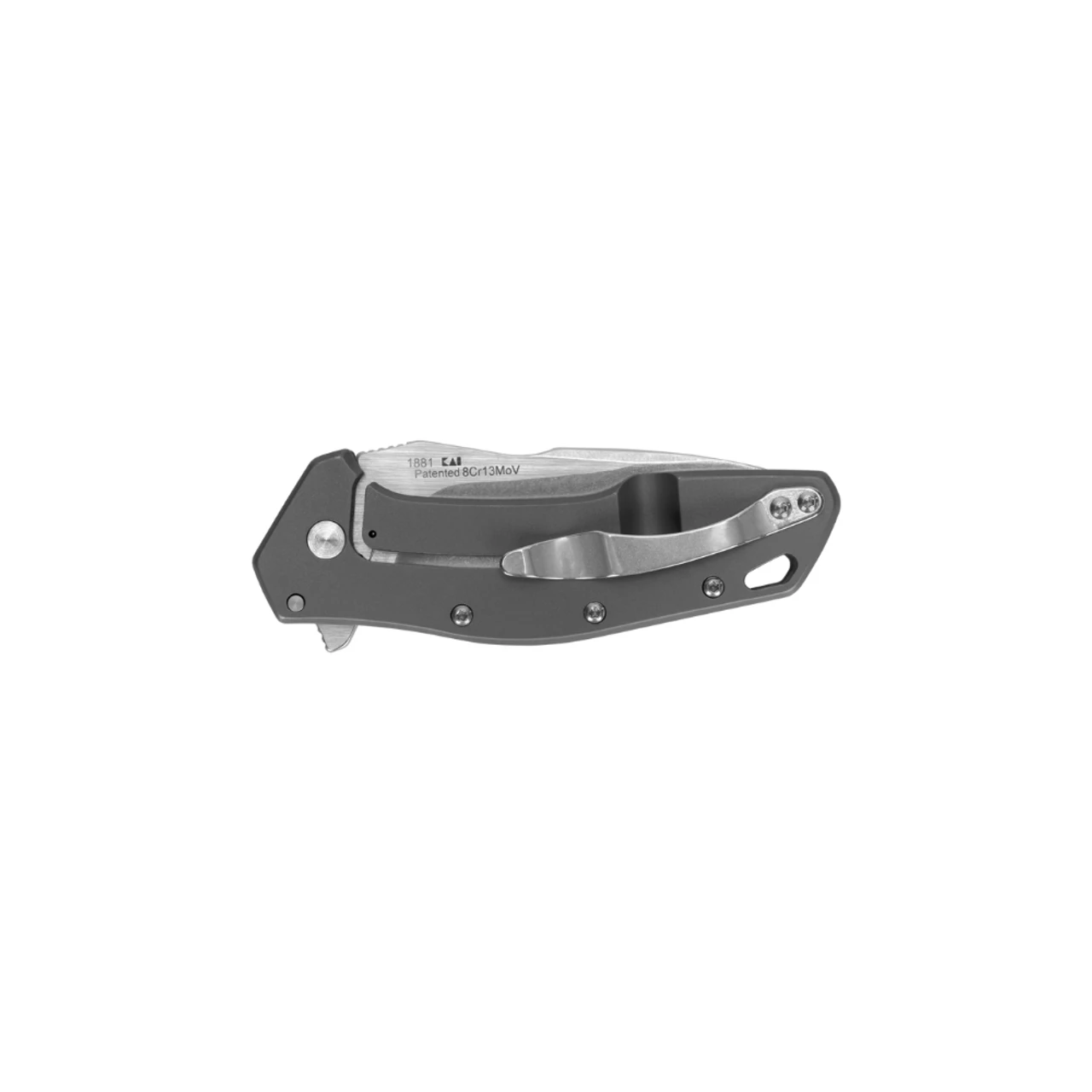 KERSHAW Eris 3in Stonewash Modified Drop Point Steel Handle Assisted Folding Knife (1881) 3 KERSHAW Eris 3in Stonewash Modified Drop Point Steel Handle Assisted Folding Knife (1881) - Image 2