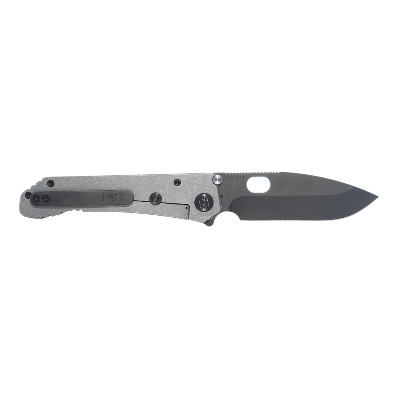 MKT 187 DP 3.75in Black Drop Point Gray Titanium Handle With We The People Engraving Manual Folding Knife (00088) 4 MKT 187 DP 3.75in Black Drop Point Gray Titanium Handle With We The People Engraving Manual Folding Knife (00088) - Image 2