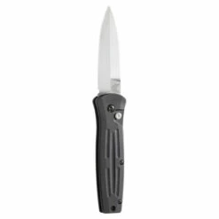BENCHMADE Mini Stimulus 2.9in Satin Spear-Point Black Aluminum Handle Automatic Folding Knife (3551)
