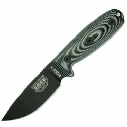 ESEE Model 3 3.88in Black Drop Point Black/Gray G10 Handle Fixed Blade Knife With Black Molded Sheath (3P-MB-B002)