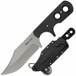 COLD STEEL Mini Tac Bowie 3.625in Bead Blast Clip Point Black G10 Handle W/Kray-Ex Sheath Fixed Blade Knife (49HCF)