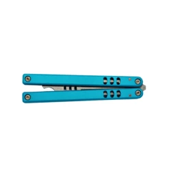 SQUID INDUSTRIES Mako V4.5 Stonewash Trainer With Teal Aluminum Handle Butterfly Training Bottle Opener (MAKOV4INKBLU) -THE BLADE BAR Sales 4 89568.1684351114