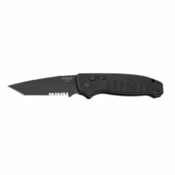 HOGUE Ballista 3.5in Black Serrated Tanto Black Aluminum Handle Automatic Folding Knives (64120)