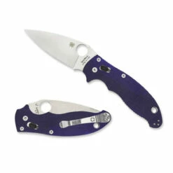 SPYDERCO Manix 2 3.4in Satin Drop Point Blue G-10 Handle Folding Knife (C101GPDBL2)