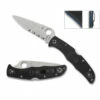SPYDERCO Endura 4 Thin Blue Line 3.75in Satin Flat Ground Clip Point Partially Serrated Black FRN Handle Folding Knife (C10FPSBKBL) -THE BLADE BAR Sales C10FPSBKBL.1 39028.1640710457