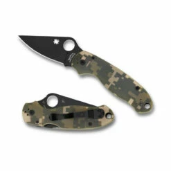 SPYDERCO Para 3 3.0in Black Clip Point Green Camo G10 Handle Folding Knife (C223GPCMOBK)
