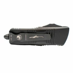 MICROTECH Mini Troodon 1.9in Damascus Dagger Black Aluminum Handle With Carbon Fiber Top Automatic Out-the-Front Knife (238-16CFS) -THE BLADE BAR Sales Canva Edit 3 29607.1646748323