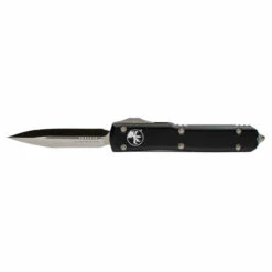 MICROTECH Ultratech 3.4in Satin Dagger Black Aluminum Handle Automatic Out-the-Front Knife (122-4)