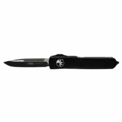 MICROTECH Ultratech 3.4in Black Drop Point Black Aluminum Handle Automatic Out-The-Front Knife (121-1T)