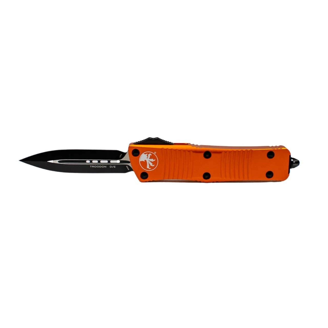 MICROTECH Troodon 3in Black Dagger Orange Aluminum Handle Automatic Out-the-Front Knife (138-1OR) 3 MICROTECH Troodon 3in Black Dagger Orange Aluminum Handle Automatic Out-the-Front Knife (138-1OR)