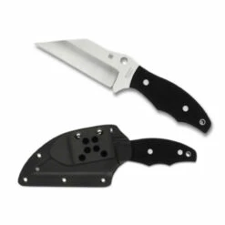 SPYDERCO Ronin 2 4.08in Satin Wharncliffe Black G10 Handle Fixed Blade Knife With Black Molded Sheath (FB09GP2)